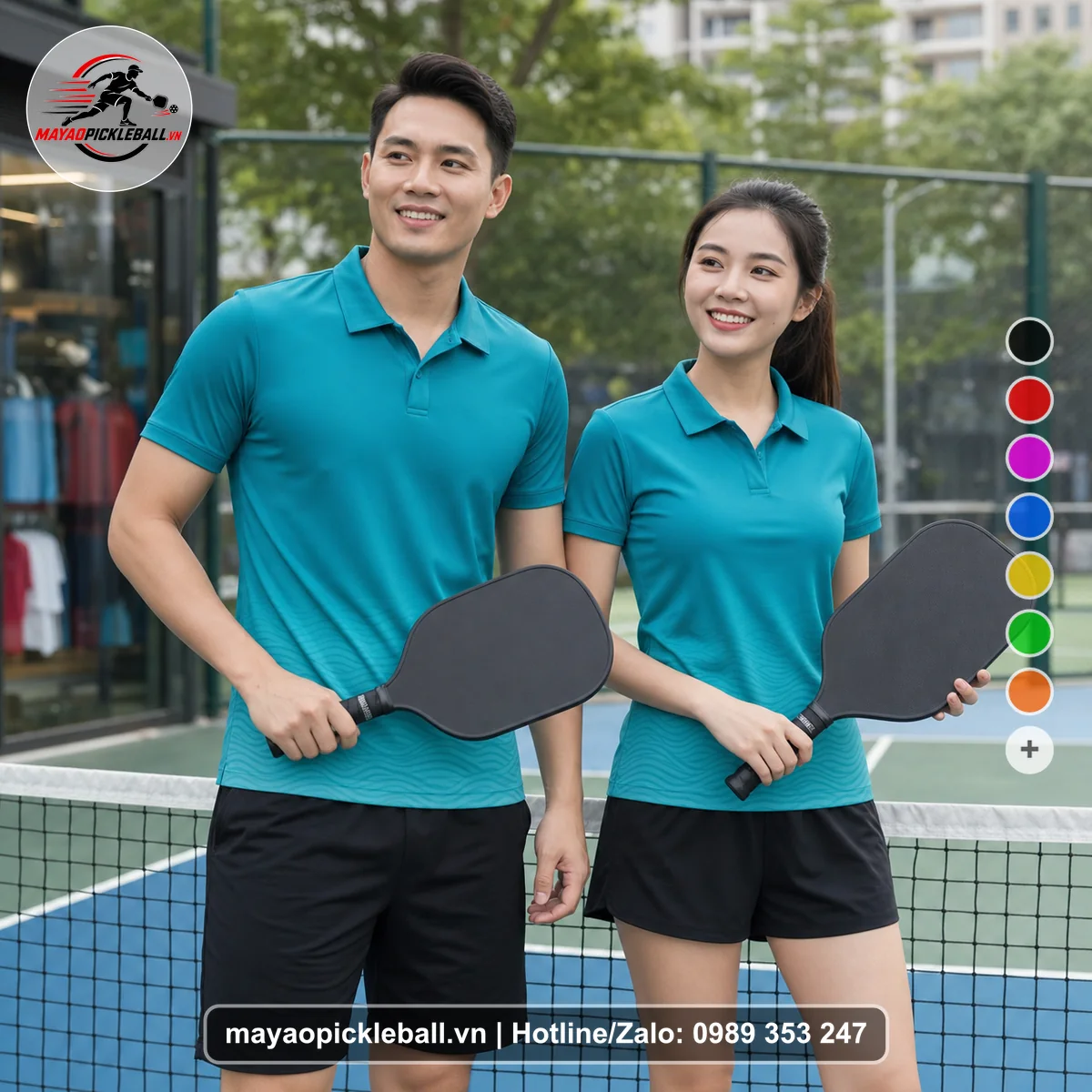 Bộ quần áo pickleball X24-PB-394 nổi bật áo có tay có cổ