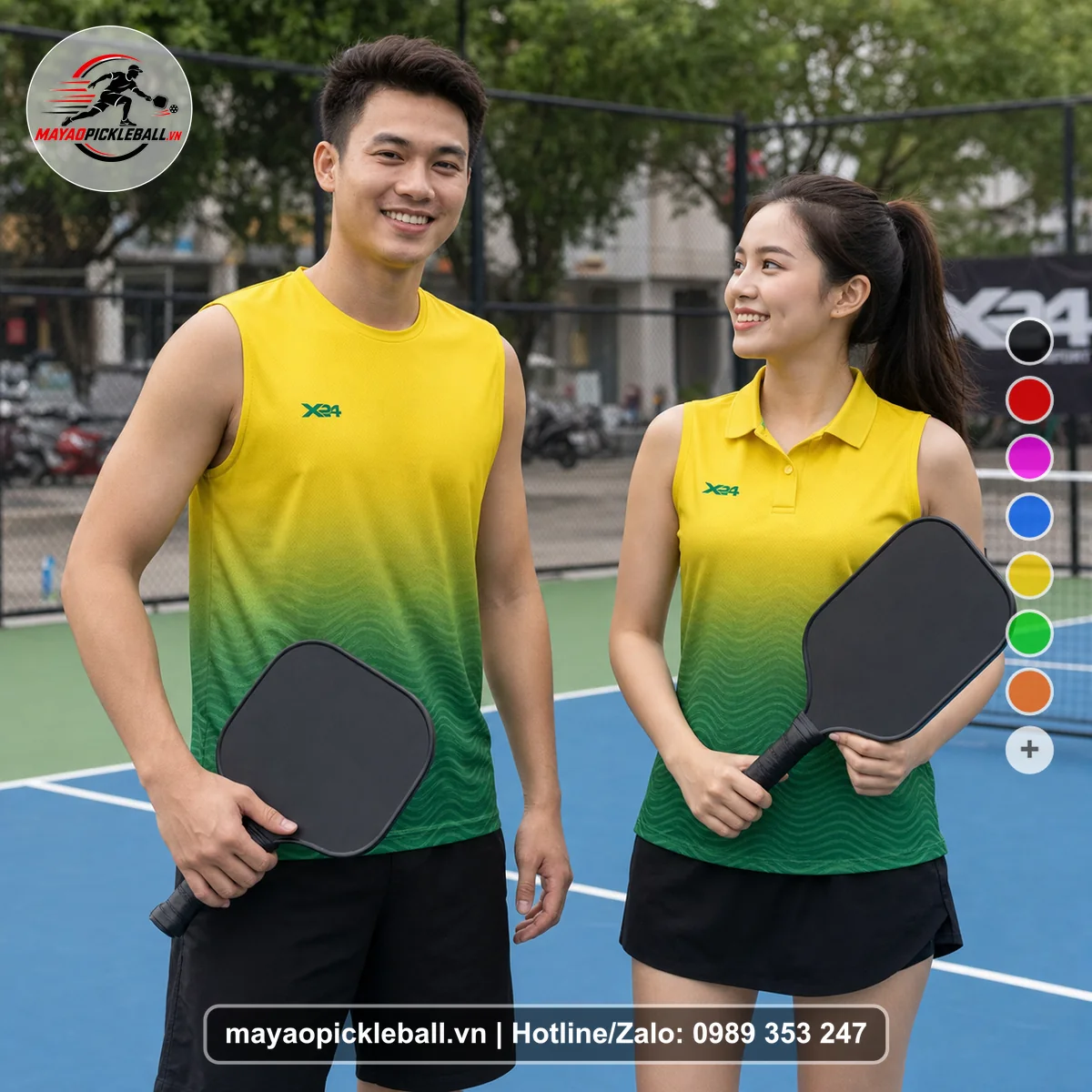 Bộ quần áo pickleball X24-PB-395 nổi bật biến thể không ống tay