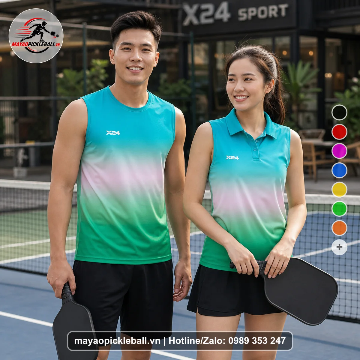 Bộ quần áo pickleball X24-PB-399 nổi bật biến thể không ống tay