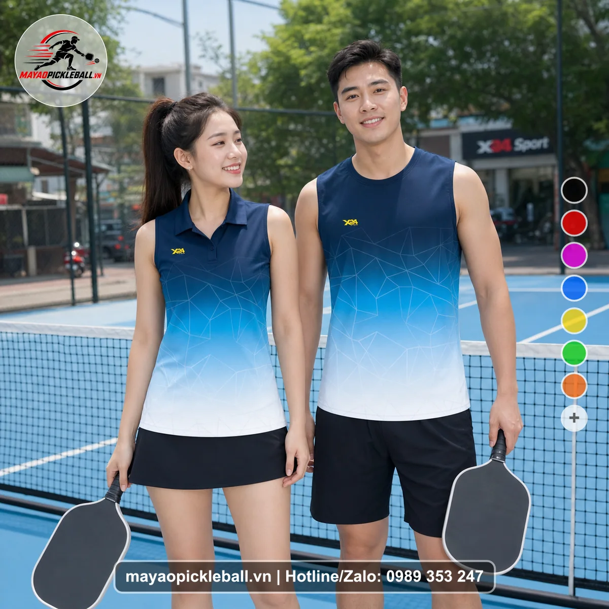 Bộ quần áo pickleball X24-PB-402 nổi bật biến thể không ống tay