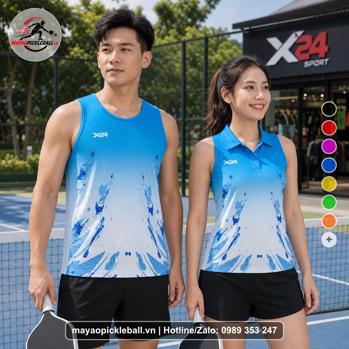 Bộ quần áo pickleball X24-PB-403 nổi bật biến thể không ống tay