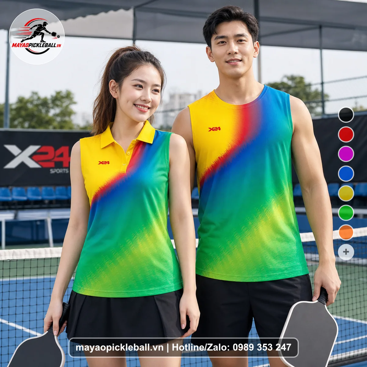 Bộ quần áo pickleball X24-PB-404 nổi bật biến thể không ống tay