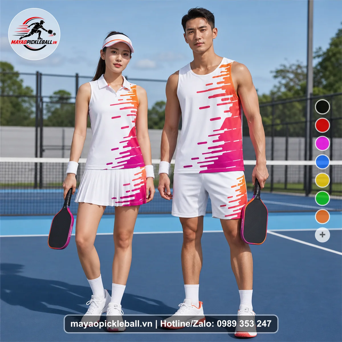 Bộ quần áo pickleball X24-PB-408 đỏ biến thể không ống tay
