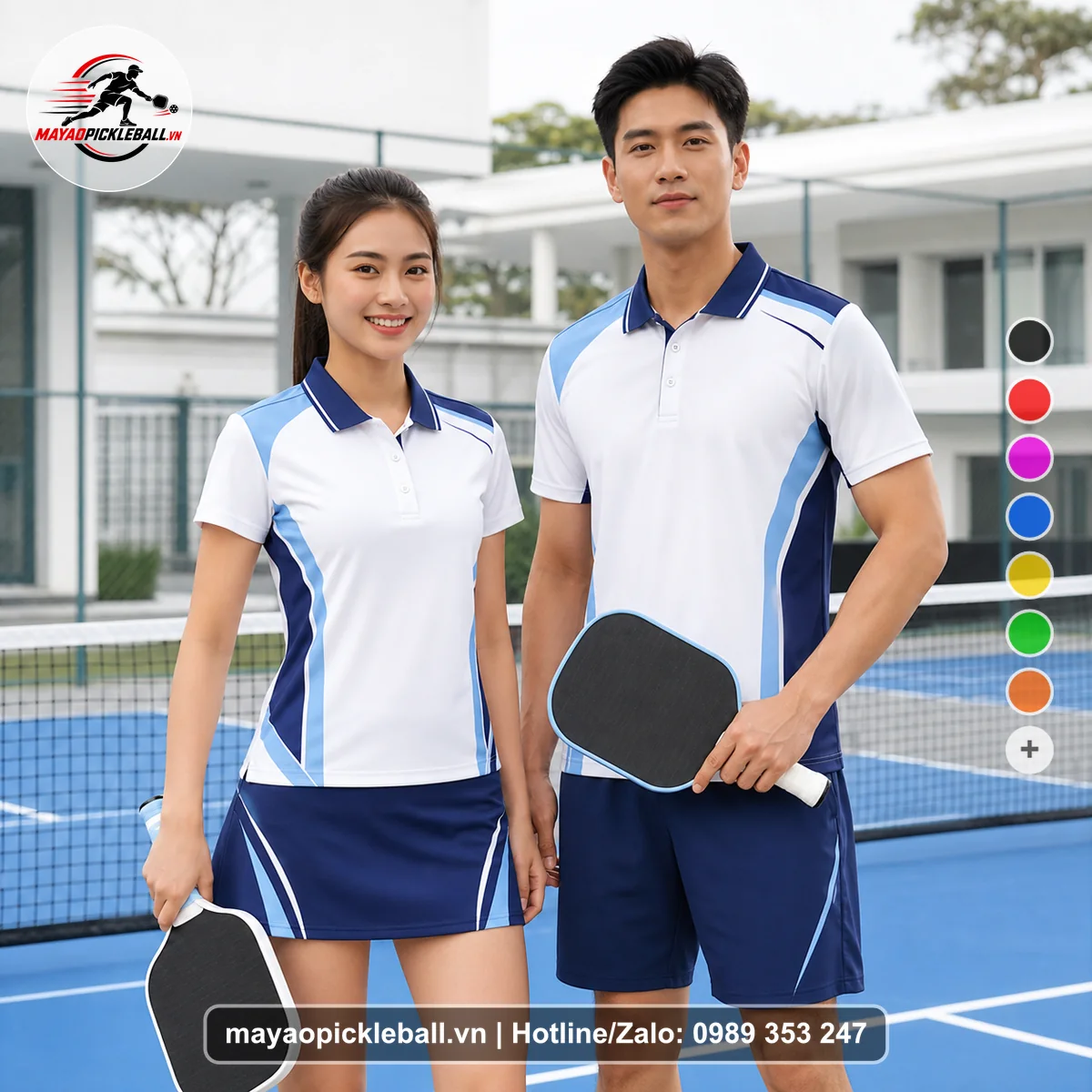 Bộ quần áo pickleball X24-PB-409 nổi bật áo có tay có cổ