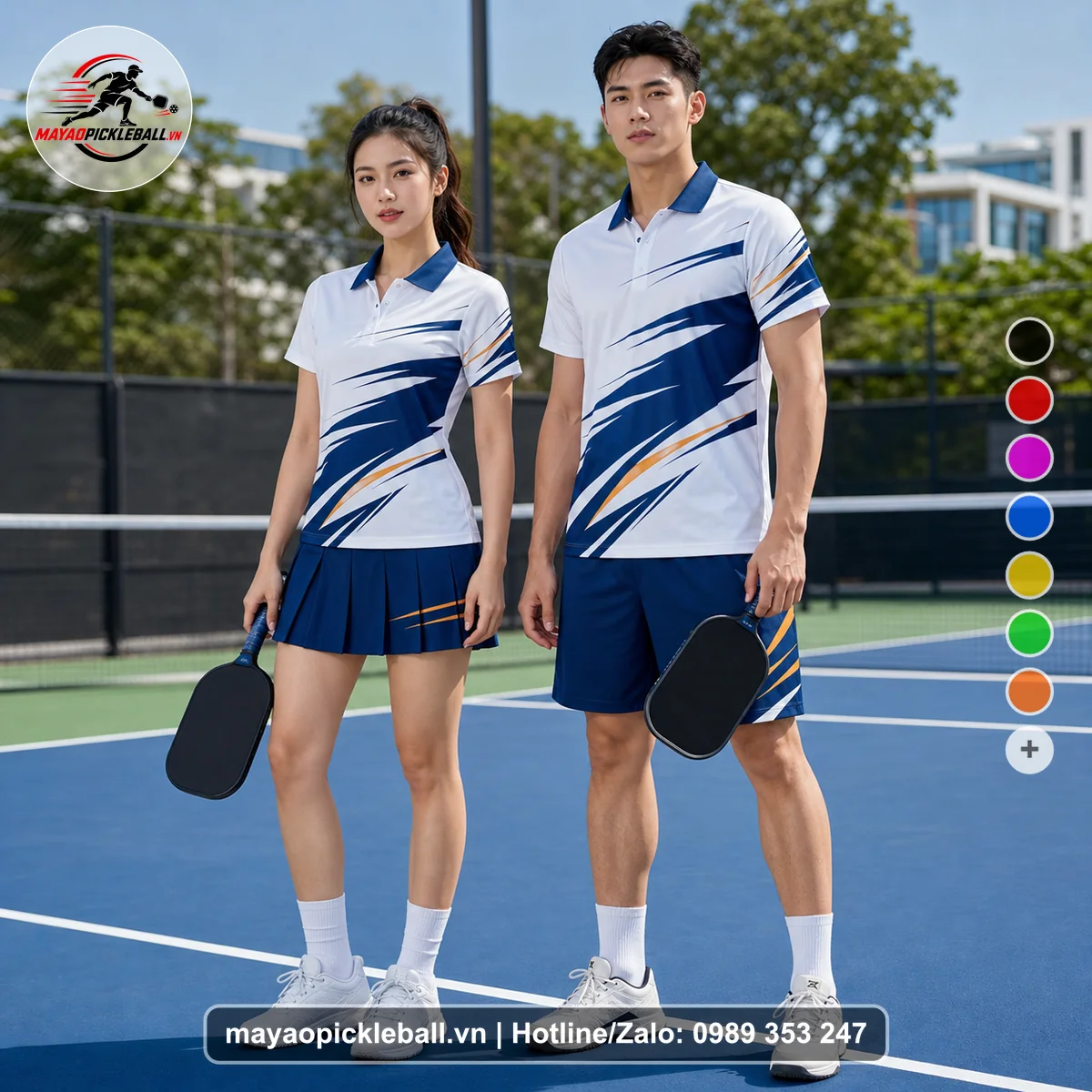 Bộ quần áo pickleball X24-PB-410 nổi bật áo có tay có cổ