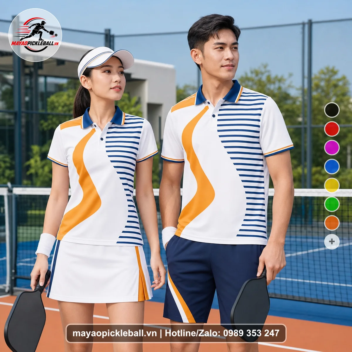 Bộ quần áo pickleball X24-PB-411 đỏ áo có tay có cổ