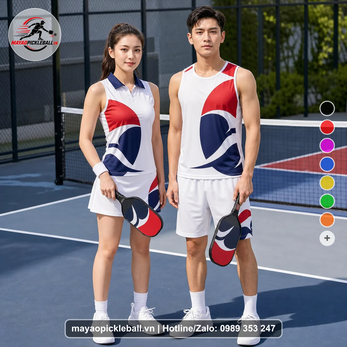 Bộ quần áo pickleball X24-PB-412 đỏ biến thể không ống tay
