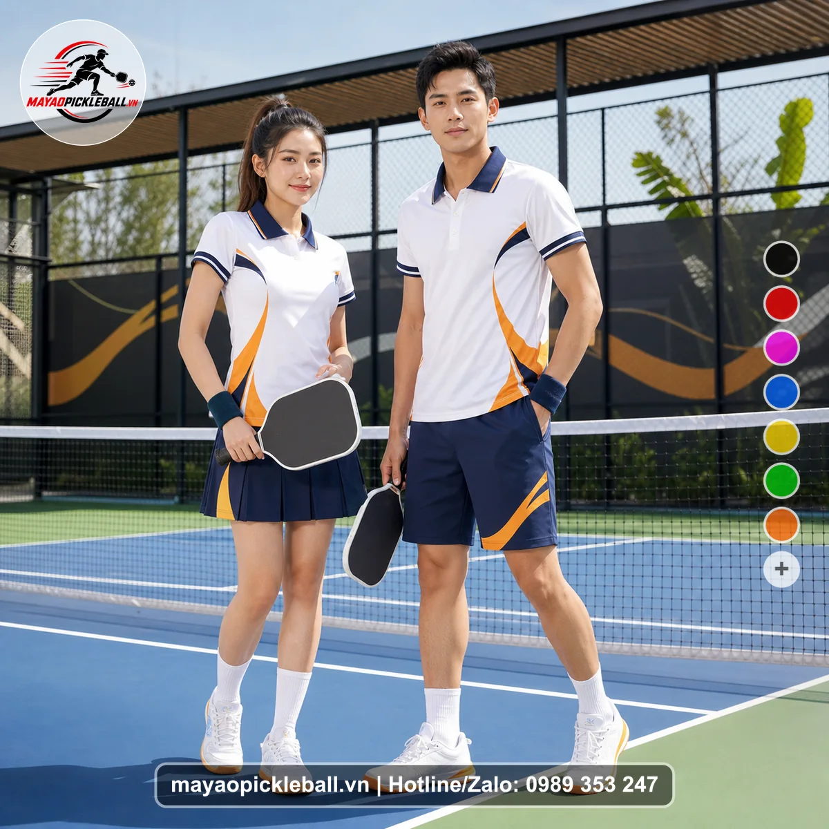 Bộ quần áo pickleball X24-PB-413 đỏ áo có tay có cổ