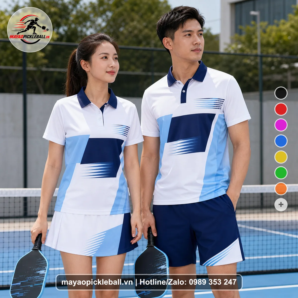 Bộ quần áo pickleball X24-PB-414 đỏ áo có tay có cổ