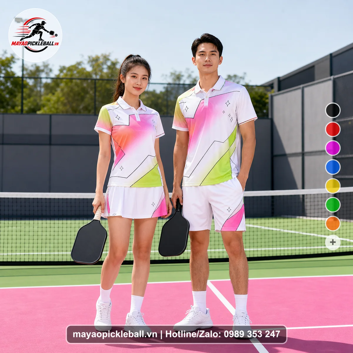 Bộ quần áo pickleball X24-PB-415 nổi bật áo có tay có cổ