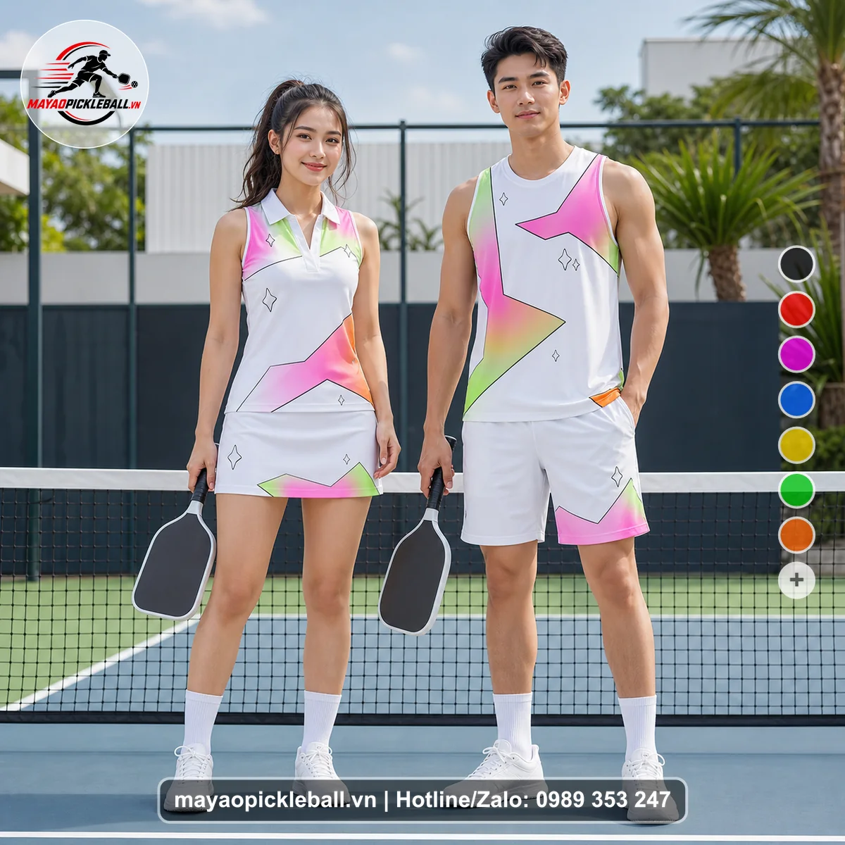 Bộ quần áo pickleball X24-PB-415 nổi bật biến thể không ống tay