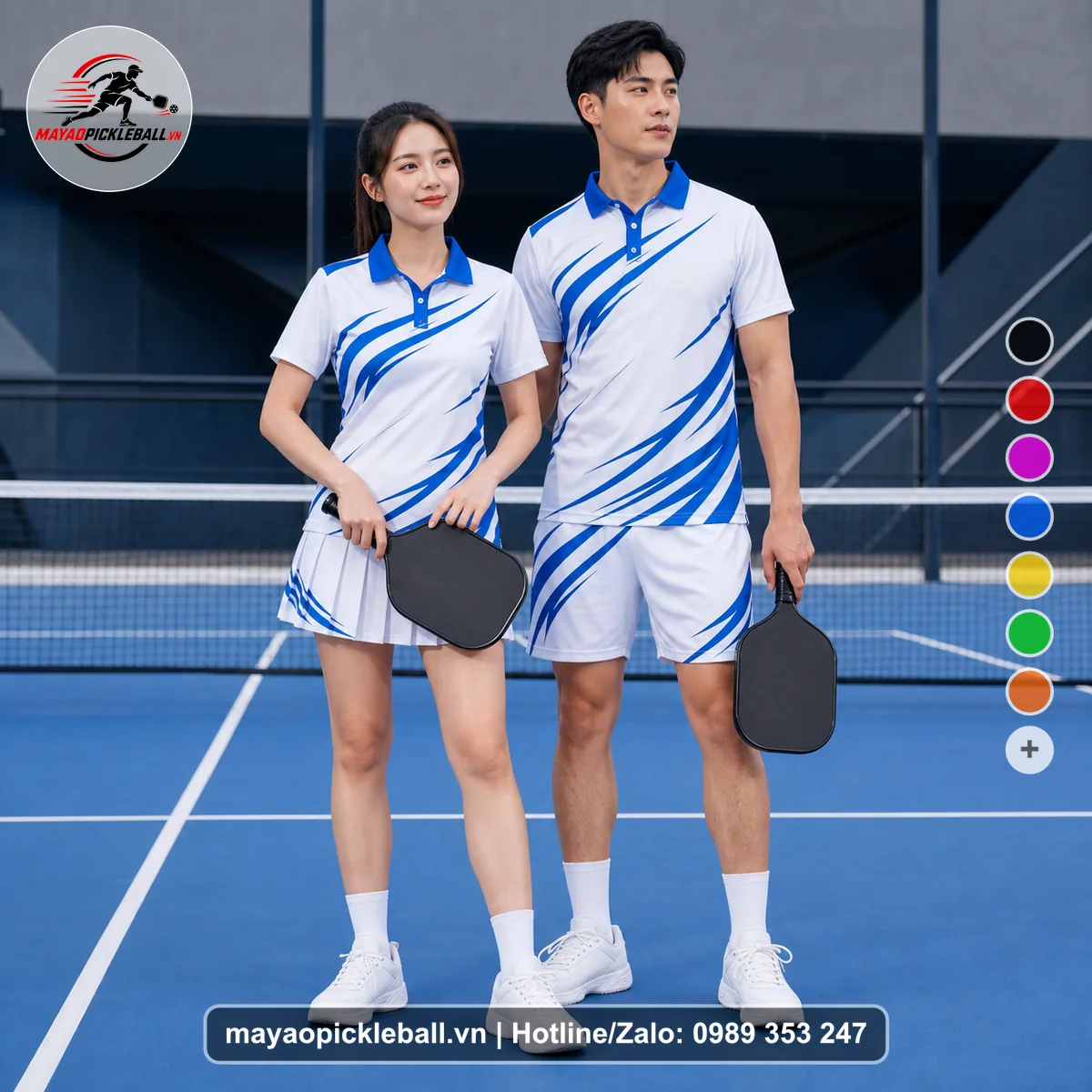 Bộ quần áo pickleball X24-PB-417 nổi bật áo có tay có cổ