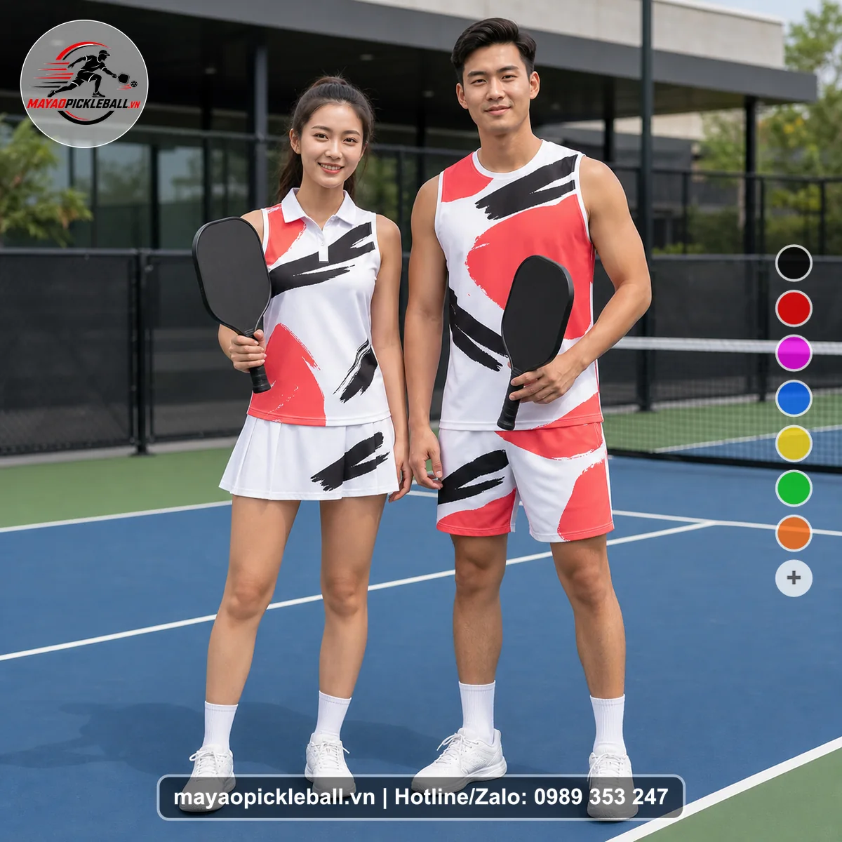 Bộ quần áo pickleball X24-PB-418 nổi bật biến thể không ống tay