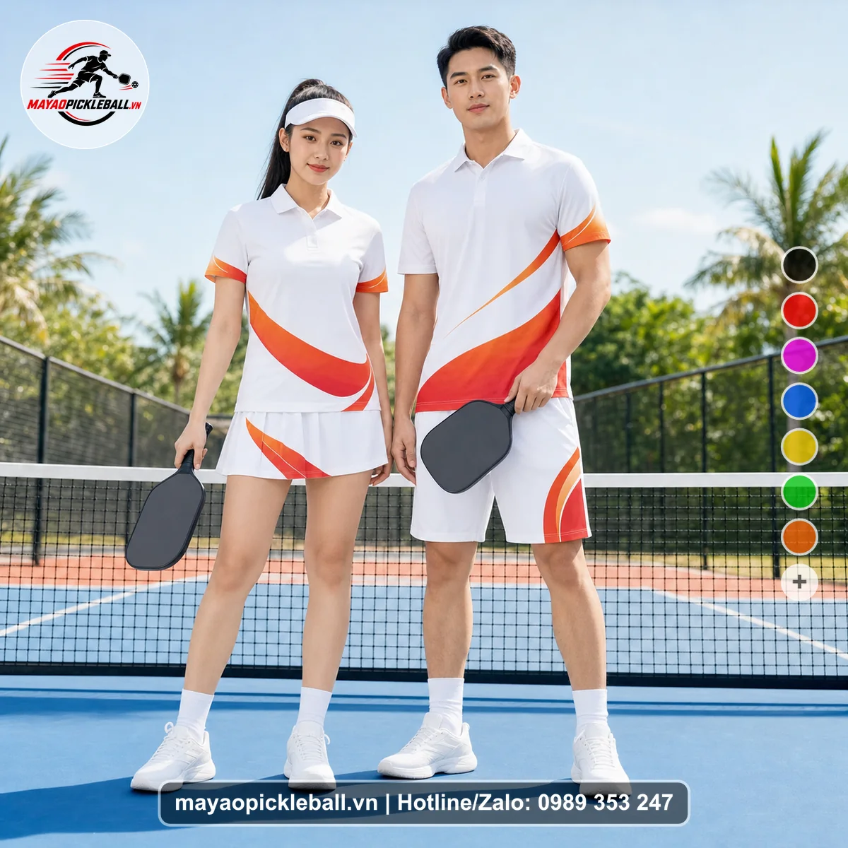 Bộ quần áo pickleball X24-PB-419 nổi bật áo có tay có cổ
