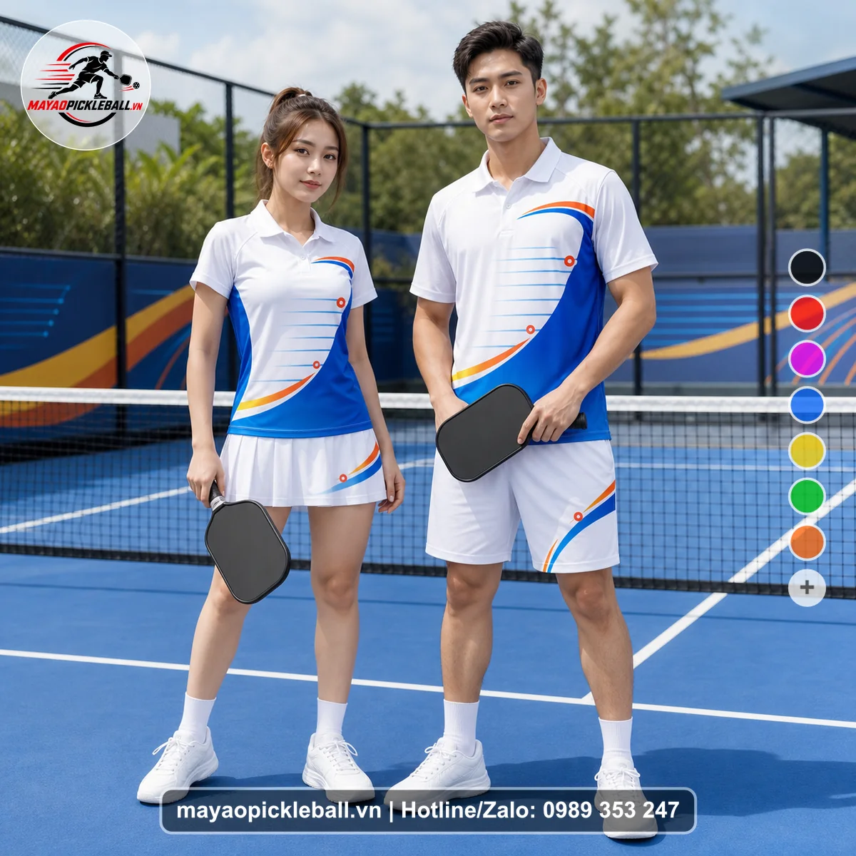 Bộ quần áo pickleball X24-PB-420 nổi bật áo có tay có cổ