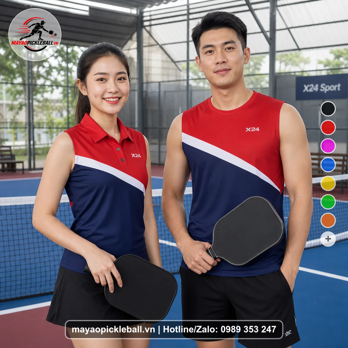 Bộ quần áo pickleball X24-PB-423 nổi bật biến thể không ống tay