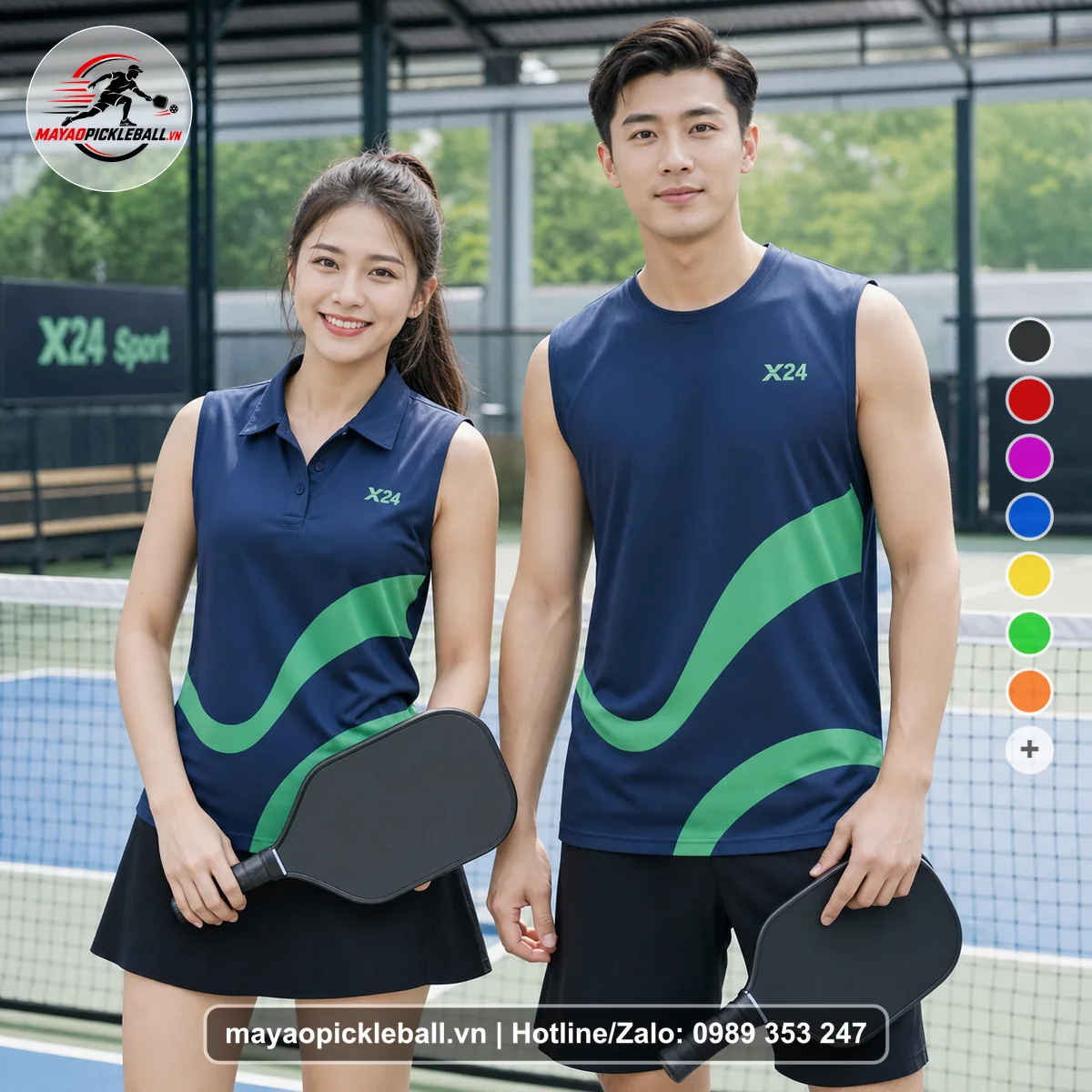 Bộ quần áo pickleball X24-PB-425 nổi bật biến thể không ống tay