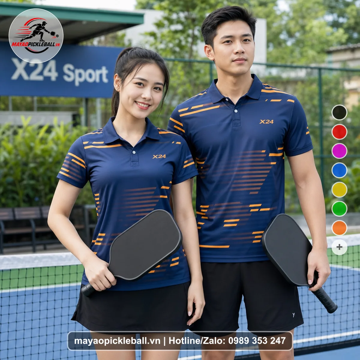 Bộ quần áo pickleball X24-PB-426 nổi bật áo có tay có cổ