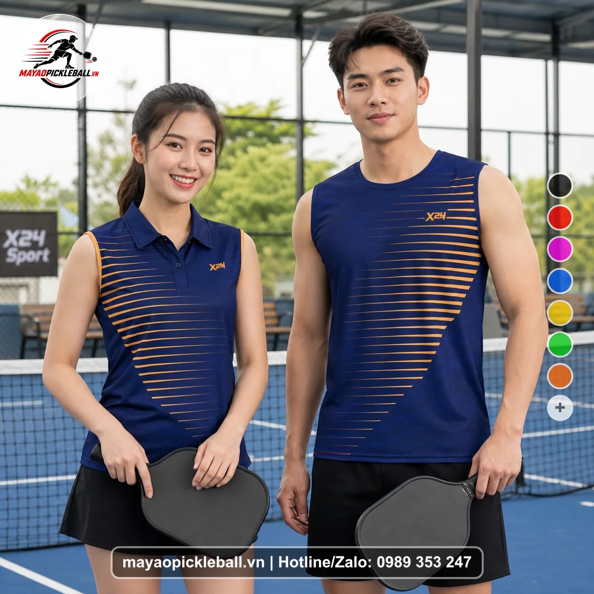 Bộ quần áo pickleball X24-PB-426 nổi bật biến thể không ống tay