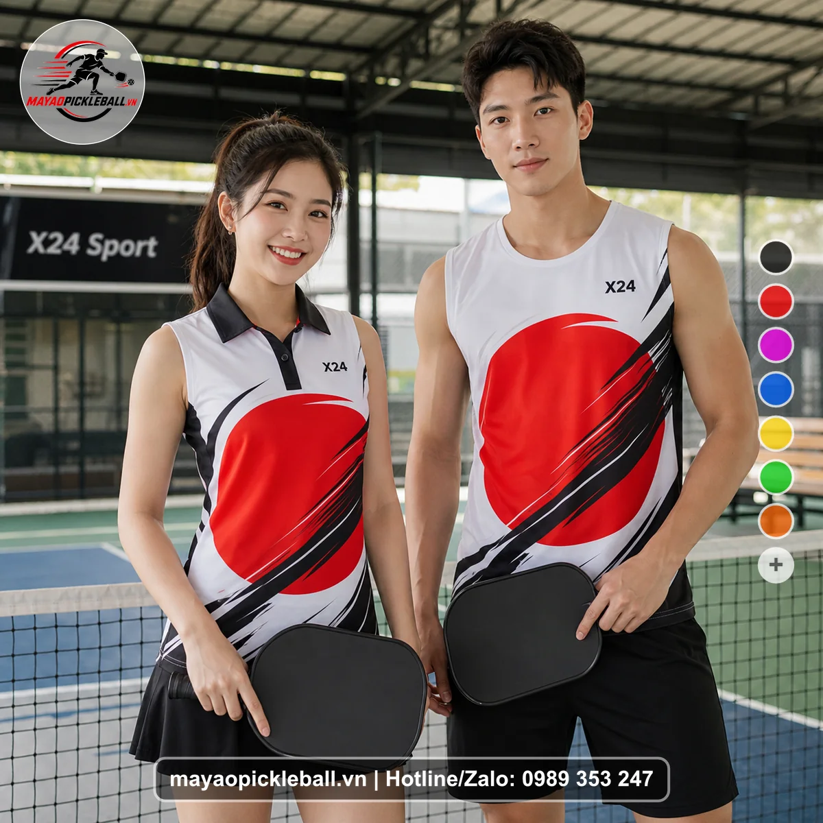 Bộ quần áo pickleball X24-PB-427 nổi bật biến thể không ống tay