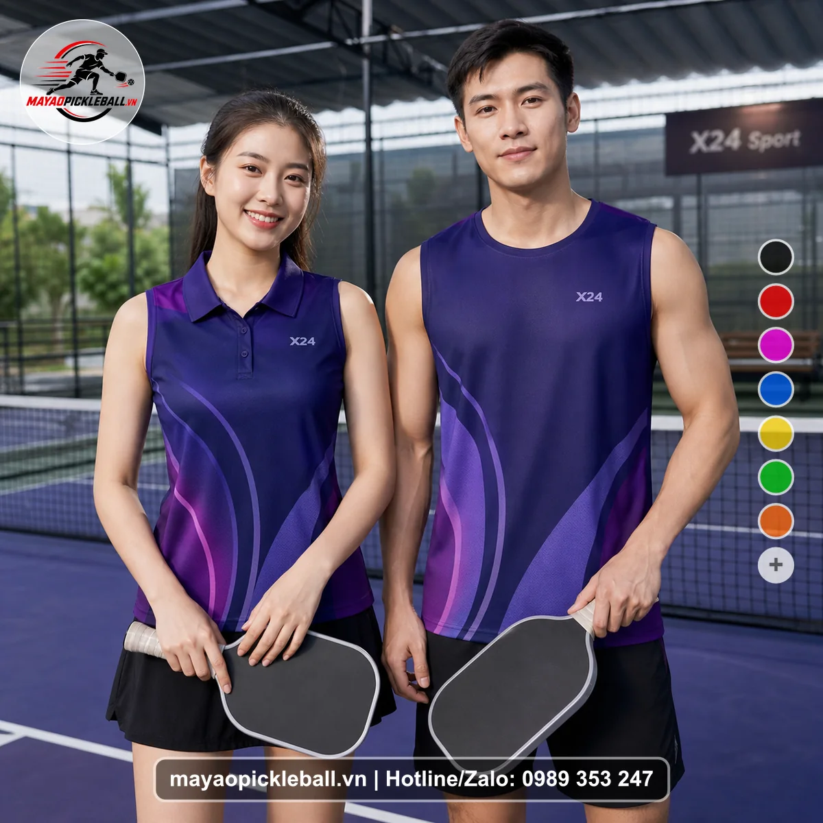 Bộ quần áo pickleball X24-PB-428 nổi bật biến thể không ống tay