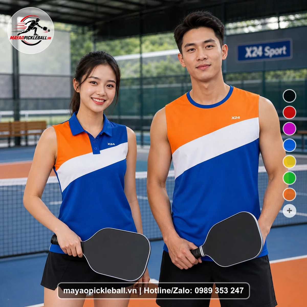 Bộ quần áo pickleball X24-PB-431 đỏ biến thể không ống tay