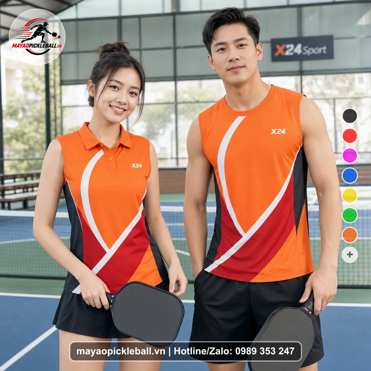 Bộ quần áo pickleball X24-PB-437 nổi bật biến thể không ống tay
