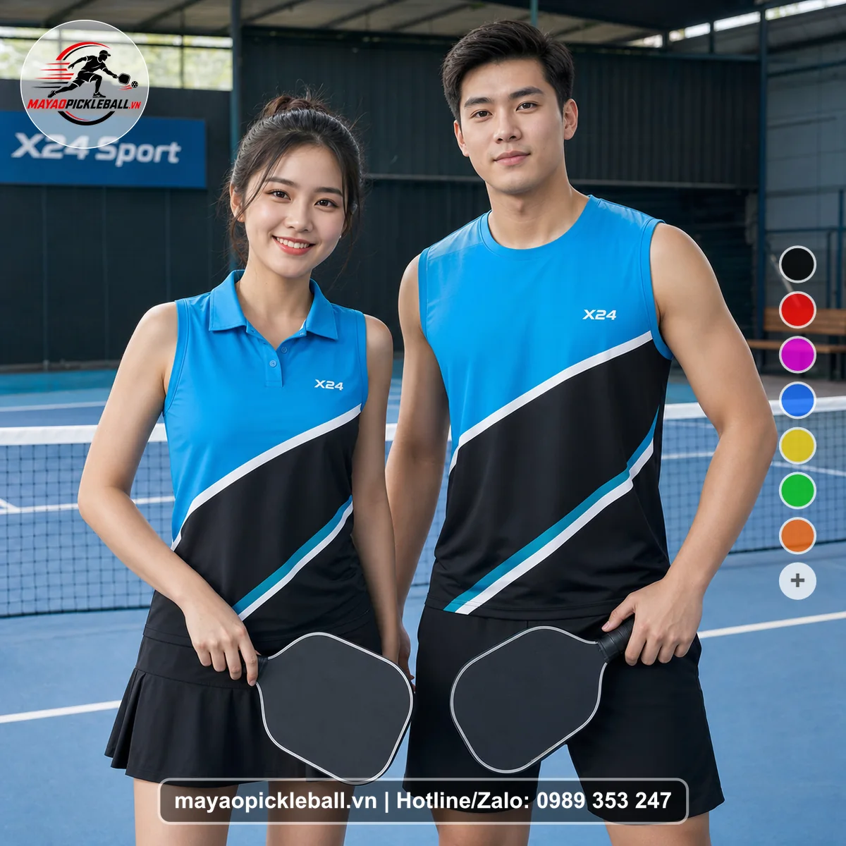 Bộ quần áo pickleball X24-PB-453 nổi bật biến thể không ống tay