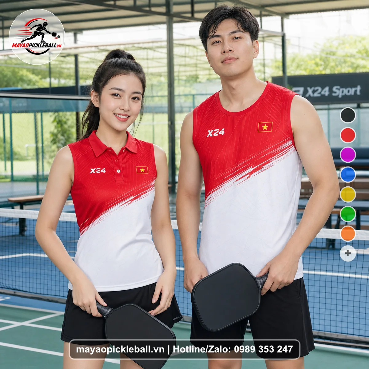 Bộ quần áo pickleball X24-PB-455 nổi bật biến thể không ống tay