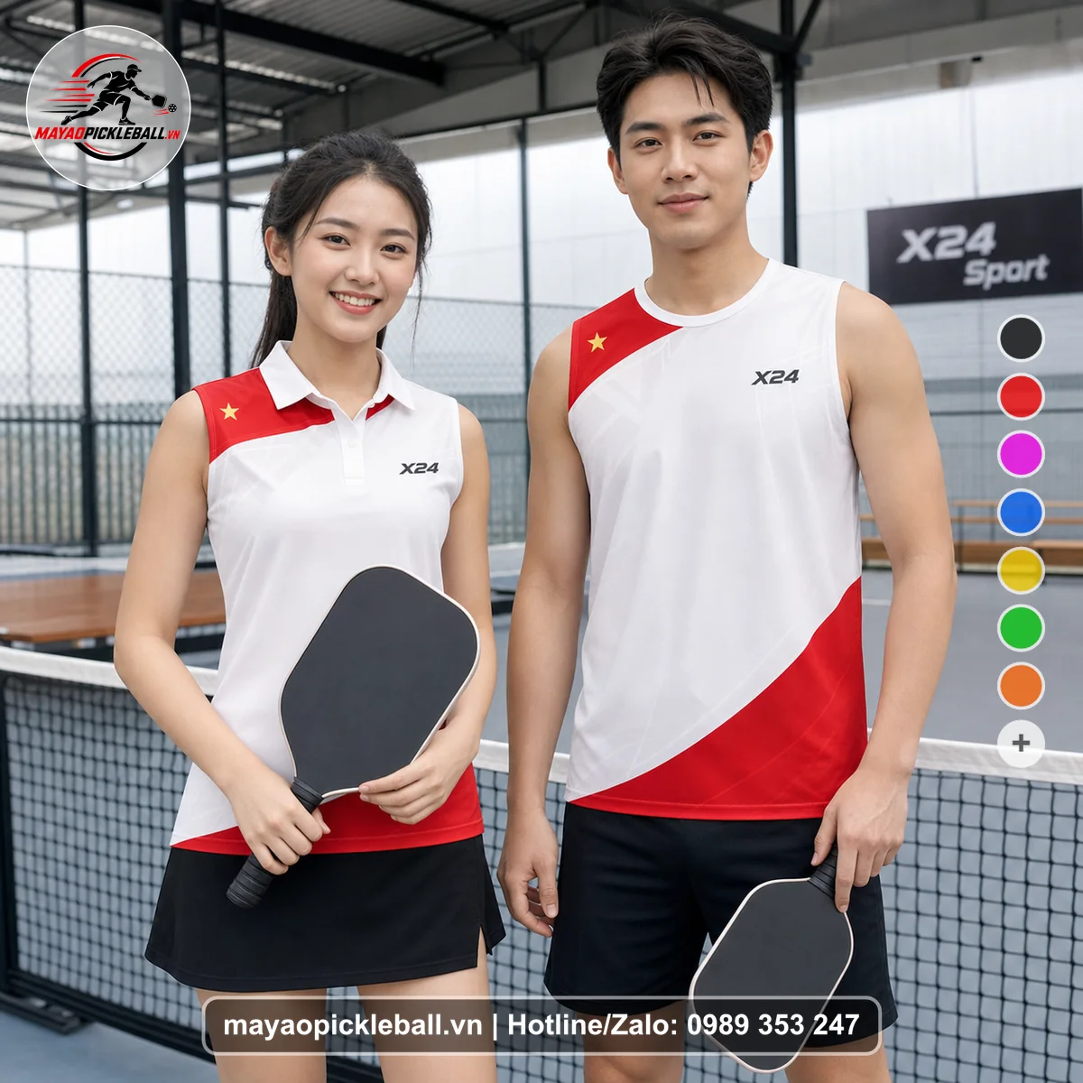 Bộ quần áo pickleball X24-PB-458 nổi bật biến thể không ống tay