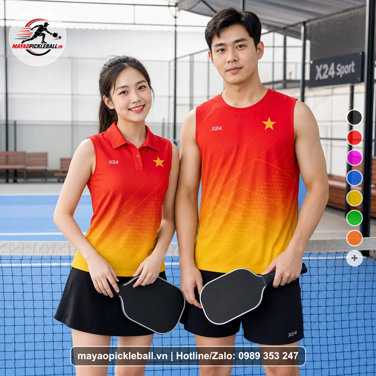 Bộ quần áo pickleball X24-PB-459 nổi bật biến thể không ống tay