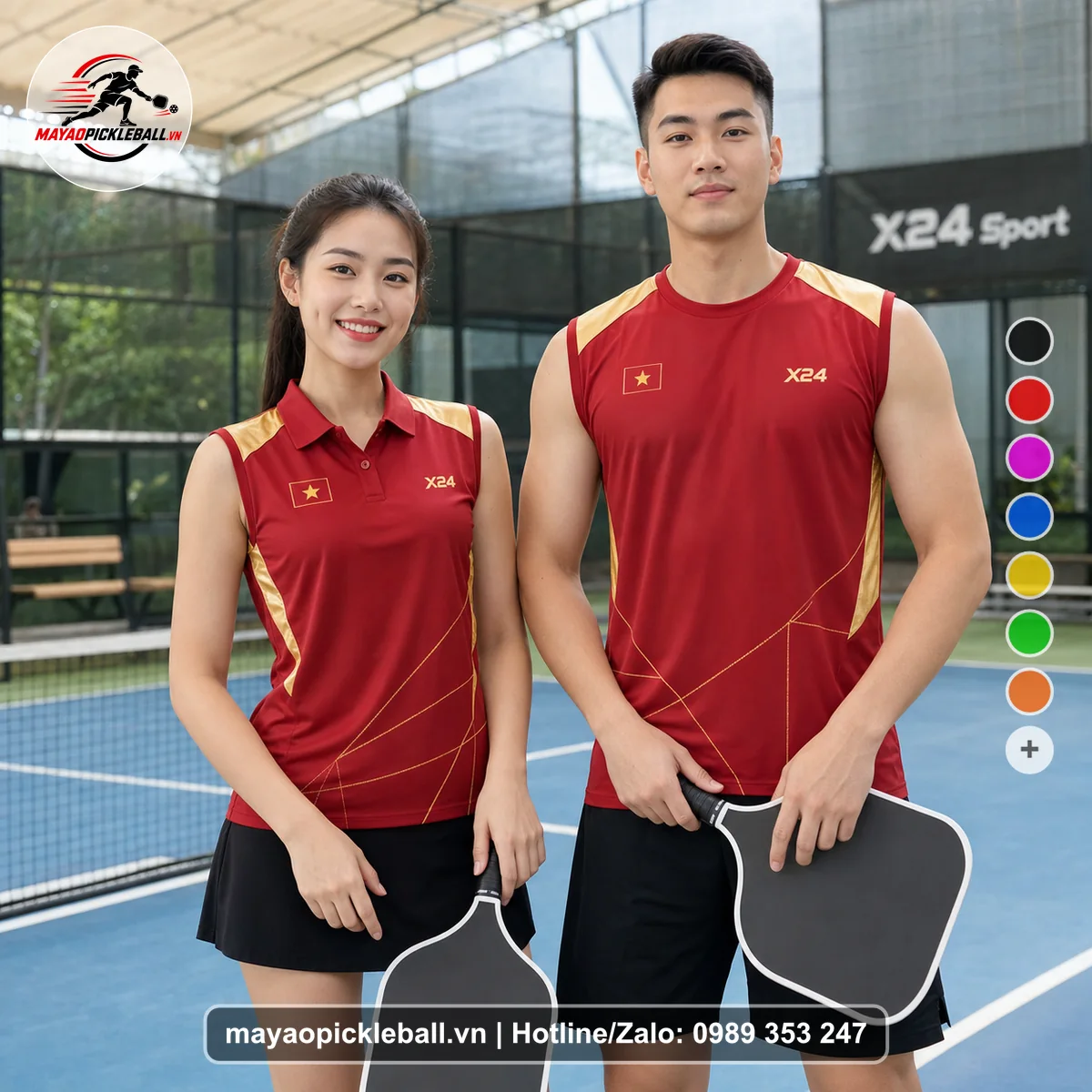 Bộ quần áo pickleball X24-PB-460 nổi bật biến thể không ống tay