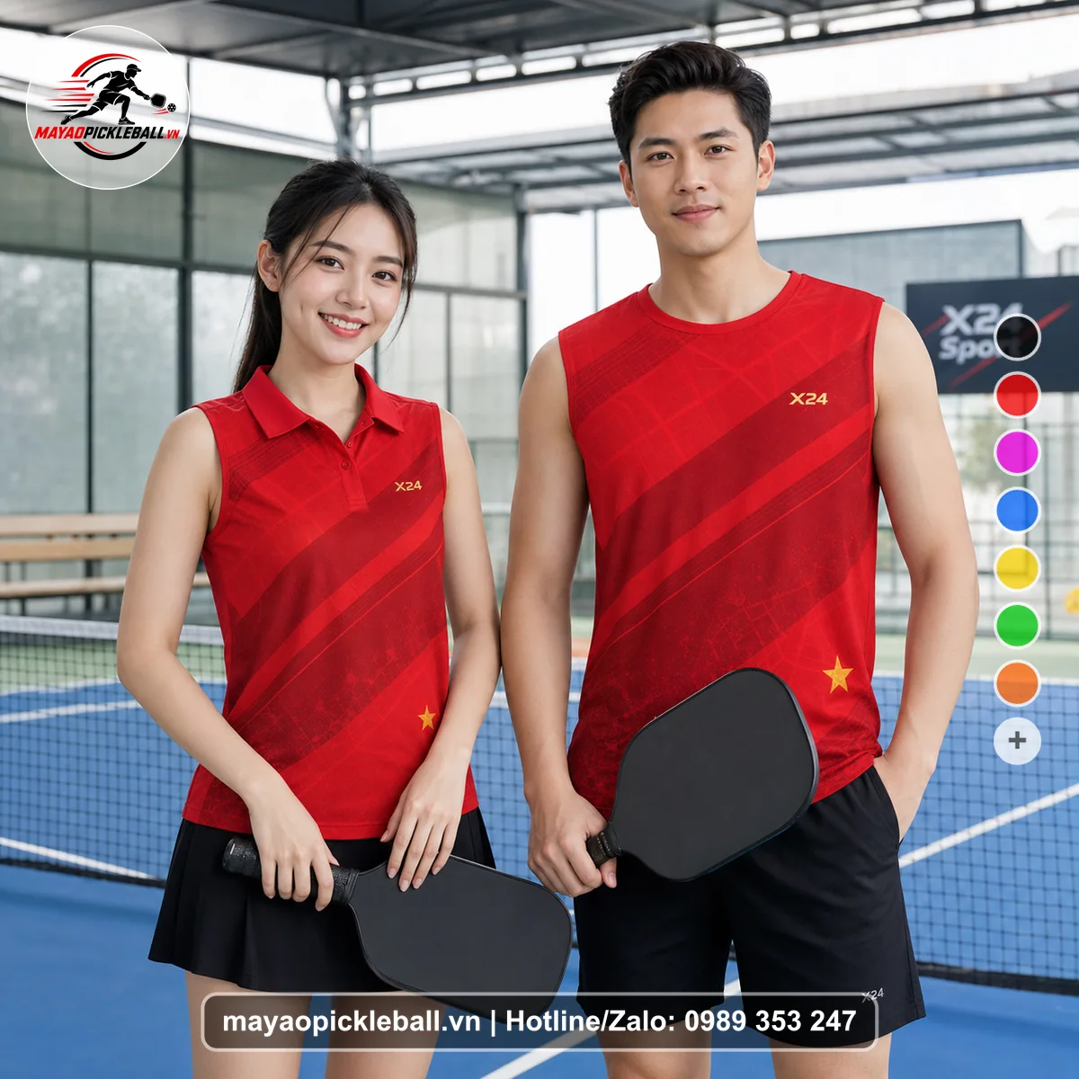 Bộ quần áo pickleball X24-PB-462 nổi bật biến thể không ống tay