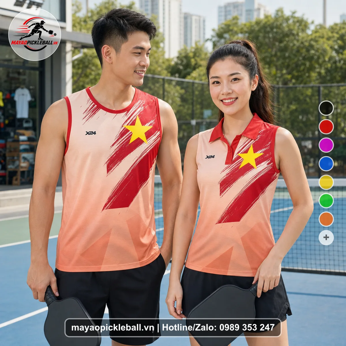 Bộ quần áo pickleball X24-PB-464 nổi bật biến thể không ống tay