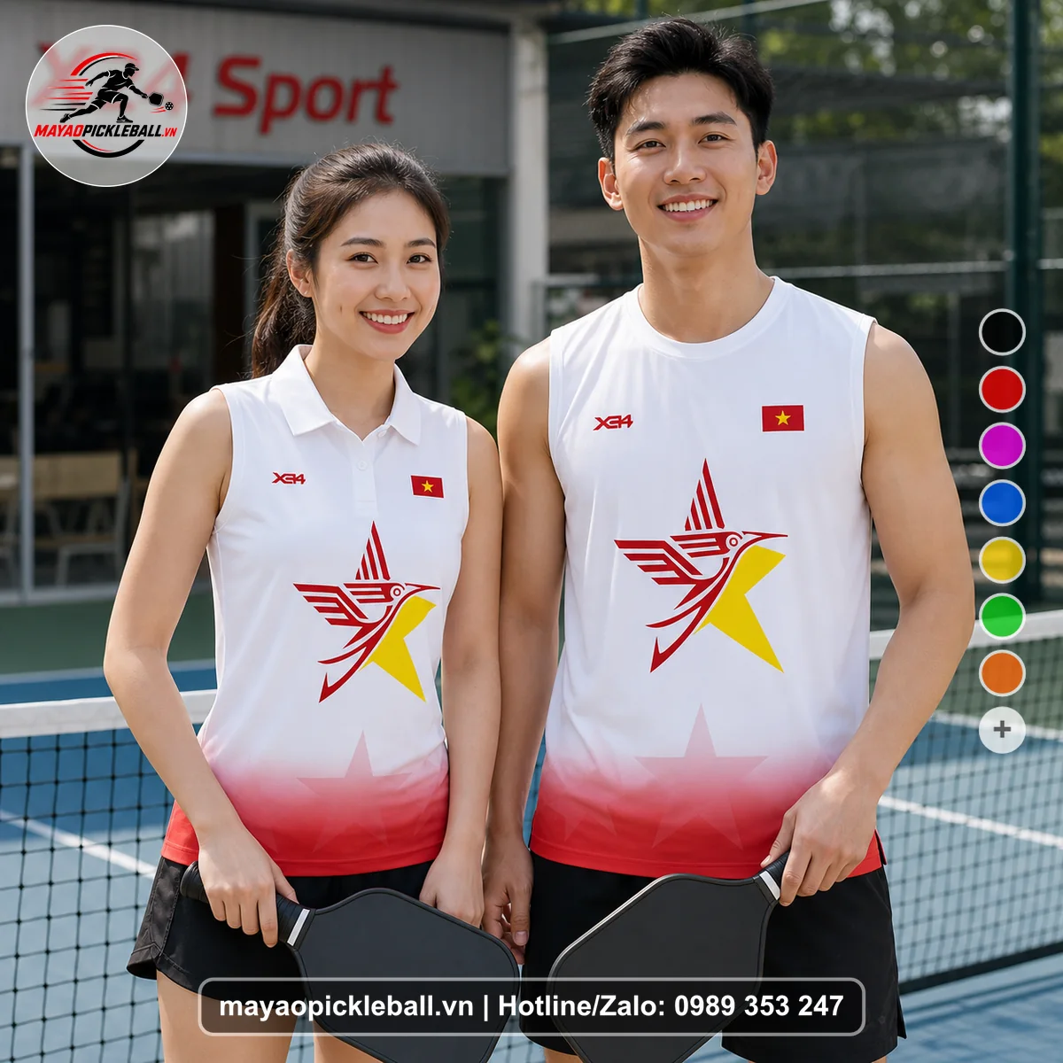 Bộ quần áo pickleball X24-PB-465 đỏ biến thể không ống tay