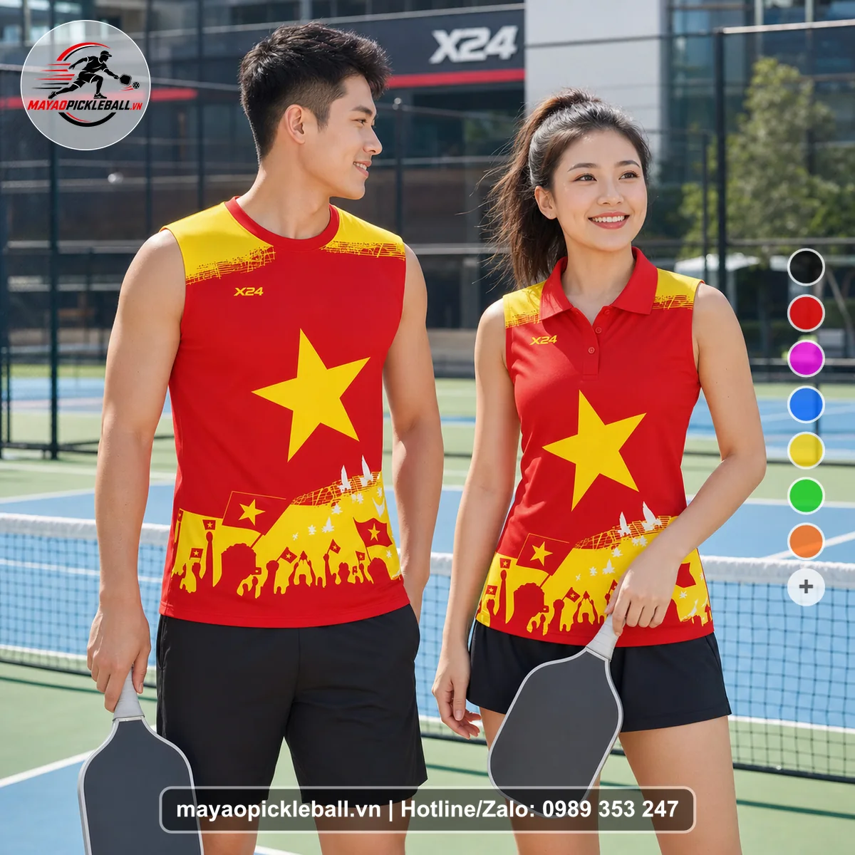 Bộ quần áo pickleball X24-PB-466 nổi bật biến thể không ống tay