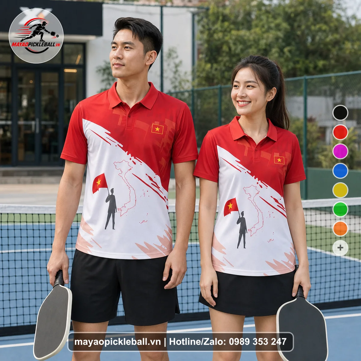 Bộ quần áo pickleball X24-PB-474 nổi bật áo có tay có cổ