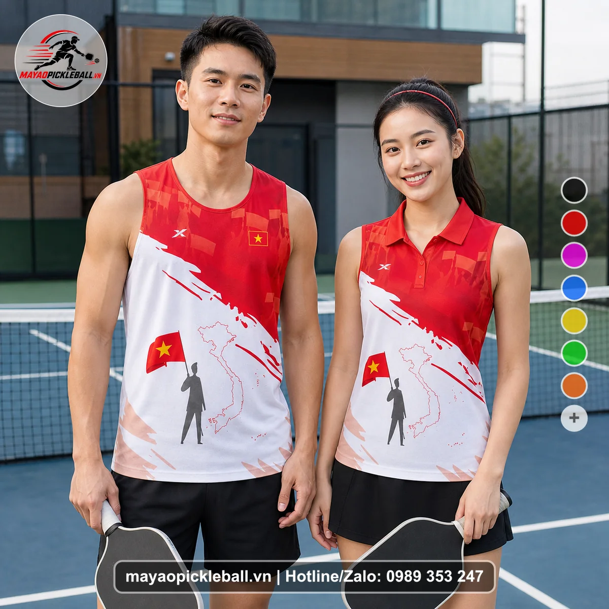 Bộ quần áo pickleball X24-PB-474 nổi bật biến thể không ống tay