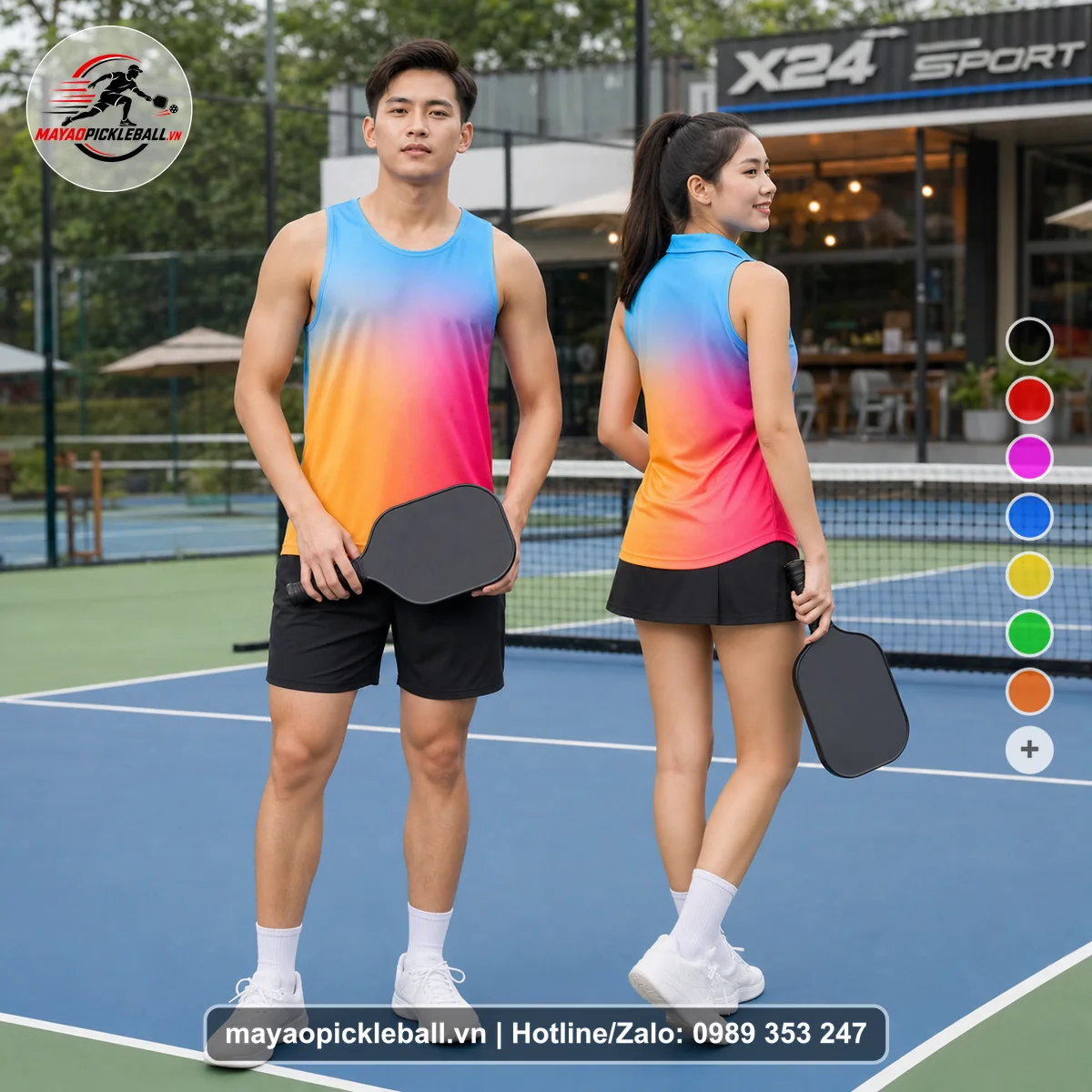 Bộ quần áo pickleball X24-PB-480 nổi bật biến thể không ống tay