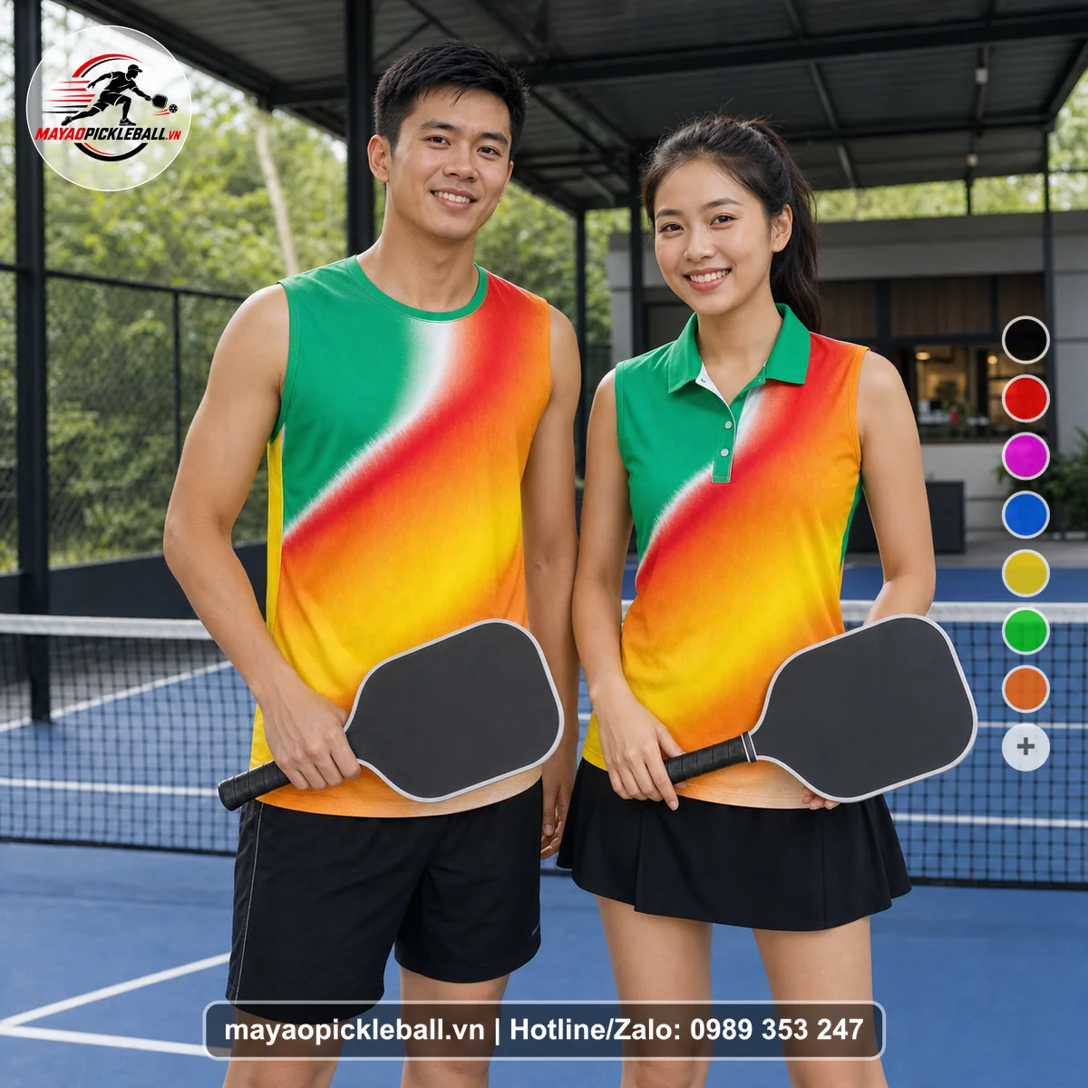 Bộ quần áo pickleball X24-PB-485 nổi bật biến thể không ống tay