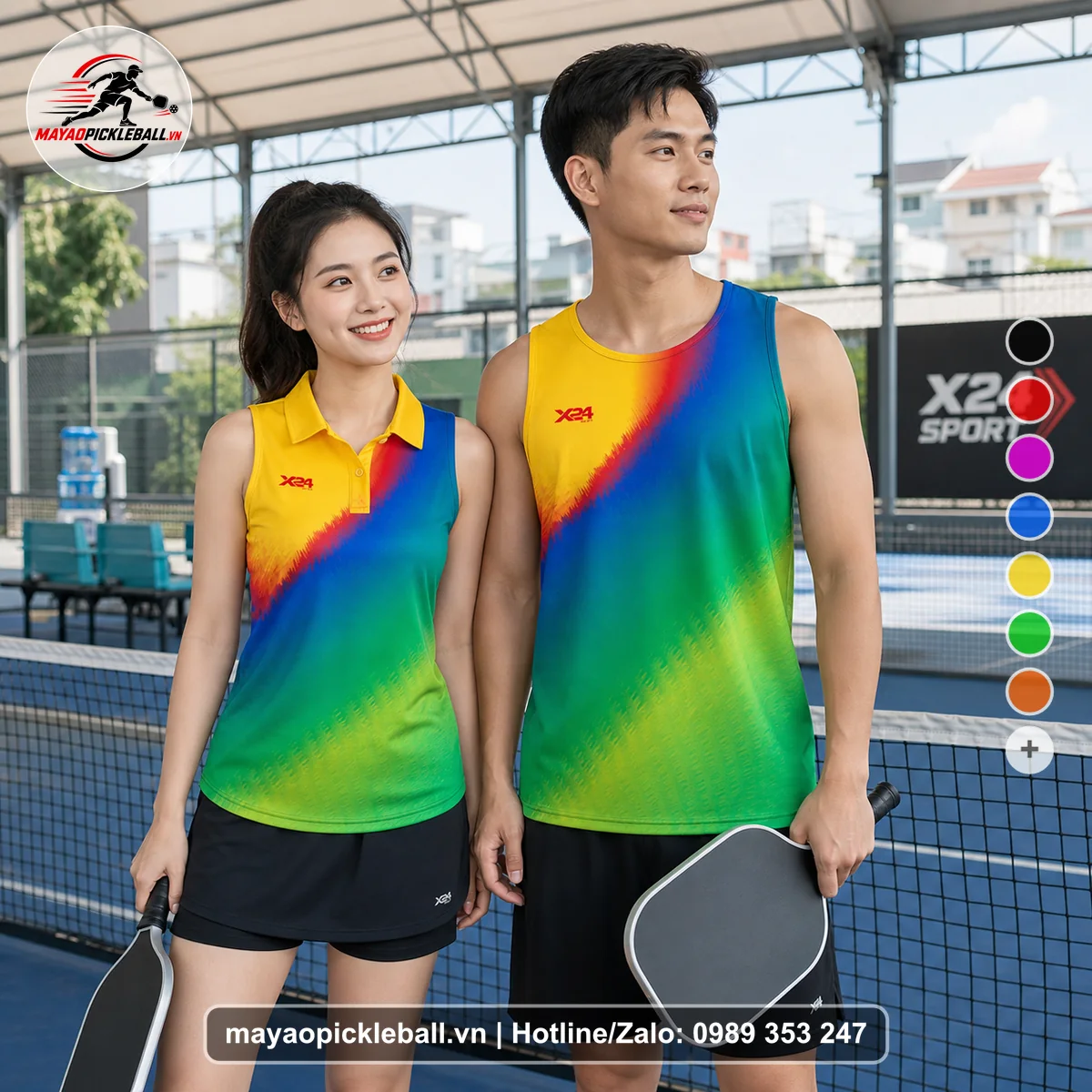 Bộ quần áo pickleball X24-PB-499 nổi bật biến thể không ống tay