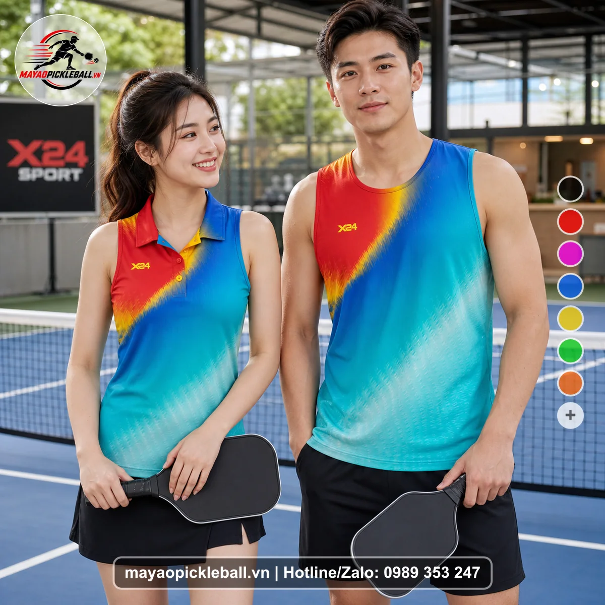 Bộ quần áo pickleball X24-PB-500 nổi bật biến thể không ống tay