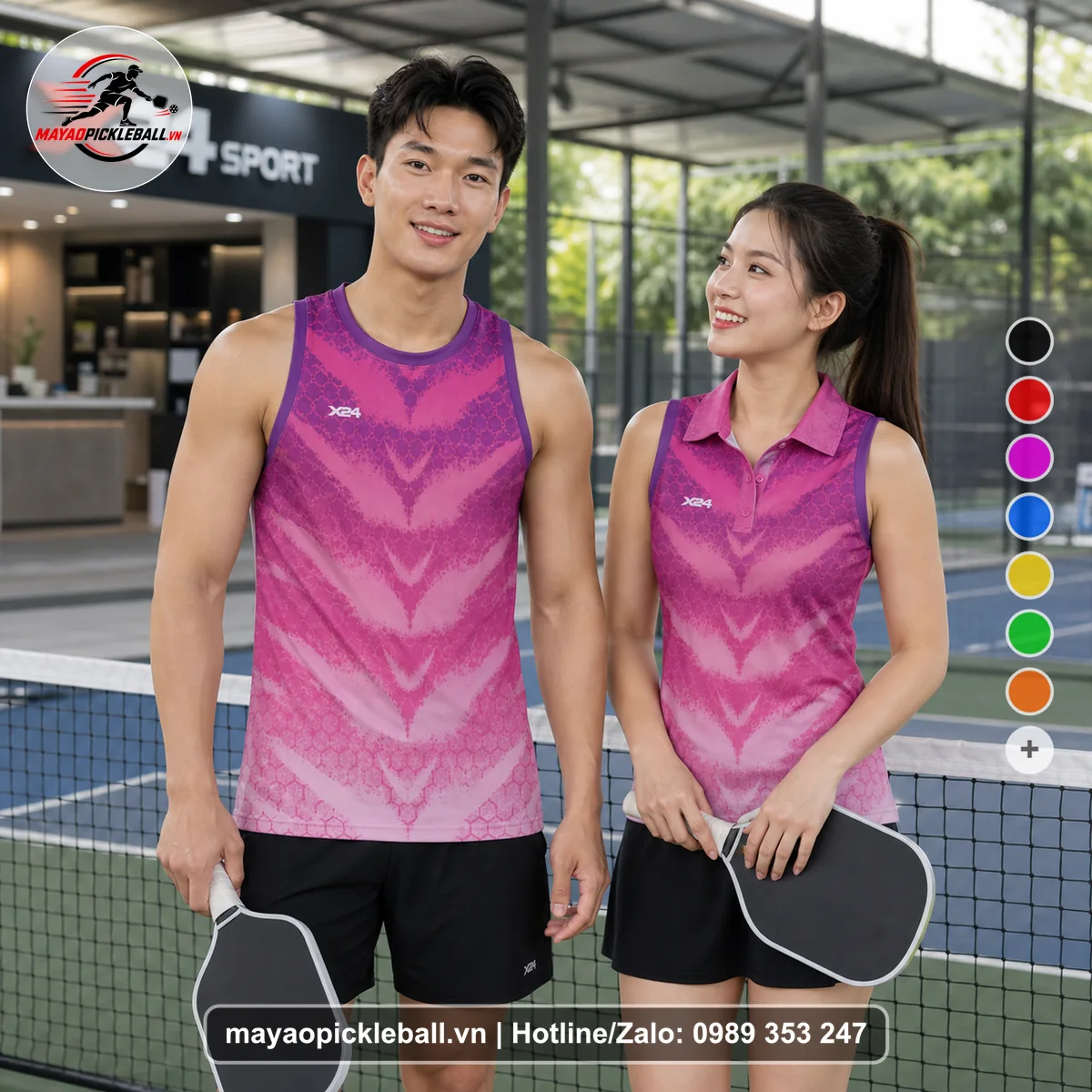 Bộ quần áo pickleball X24-PB-502 nổi bật biến thể không ống tay