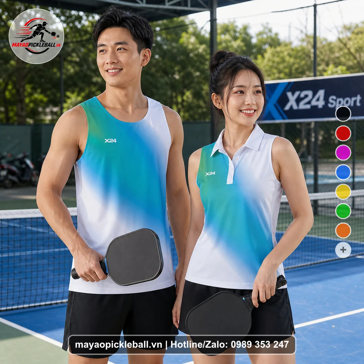 Bộ quần áo pickleball X24-PB-503 nổi bật biến thể không ống tay