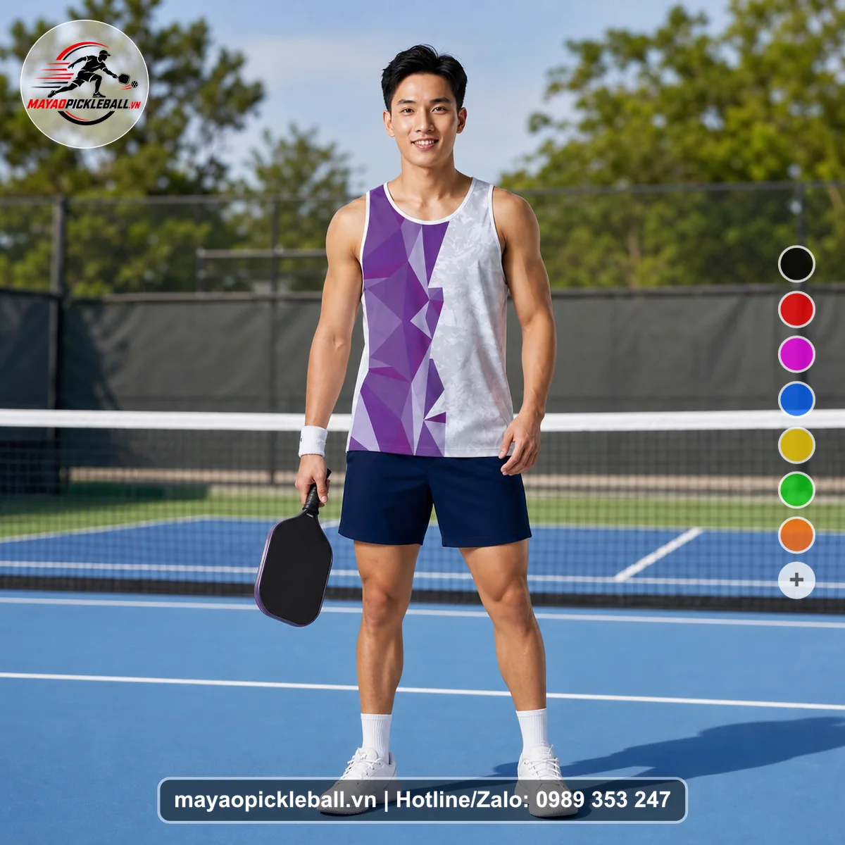 Bộ quần áo pickleball X24-PB-570 nổi bật áo có tay có cổ