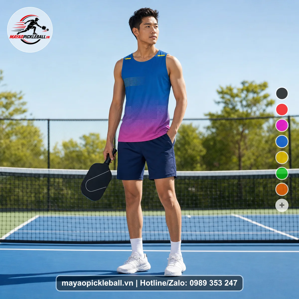 Bộ quần áo pickleball X24-PB-571 nổi bật áo có tay có cổ