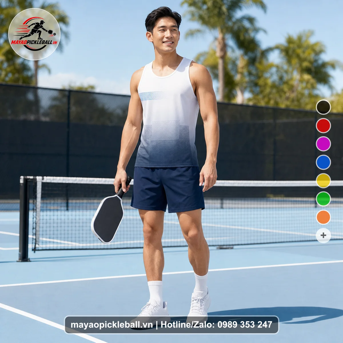Bộ quần áo pickleball X24-PB-573 nổi bật áo có tay có cổ