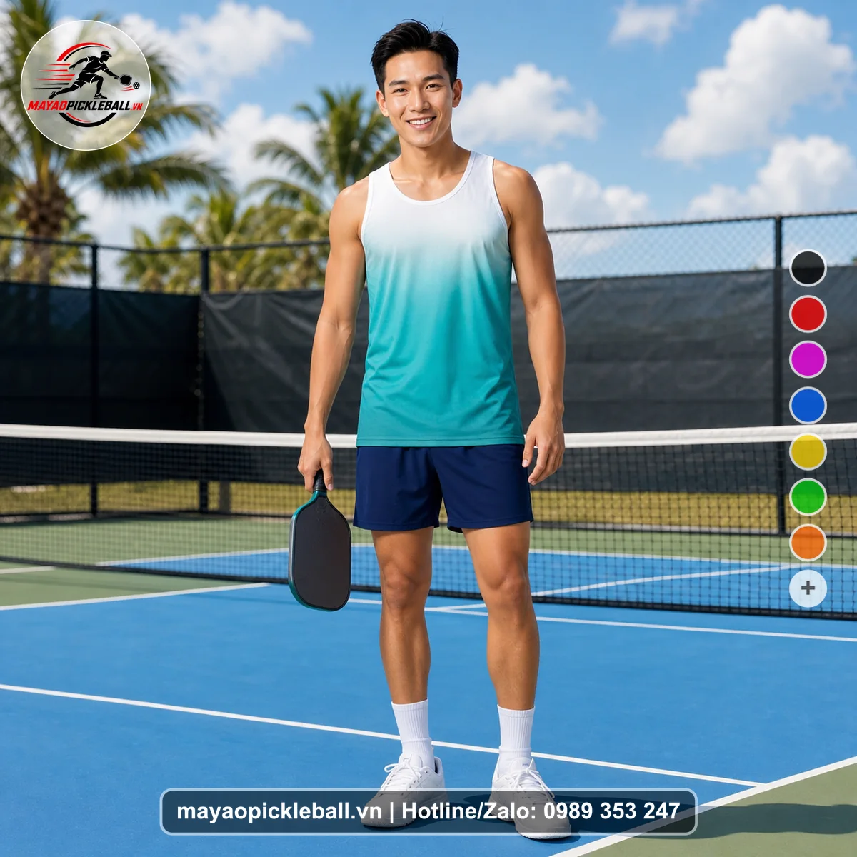 Bộ quần áo pickleball X24-PB-575 nổi bật áo có tay có cổ