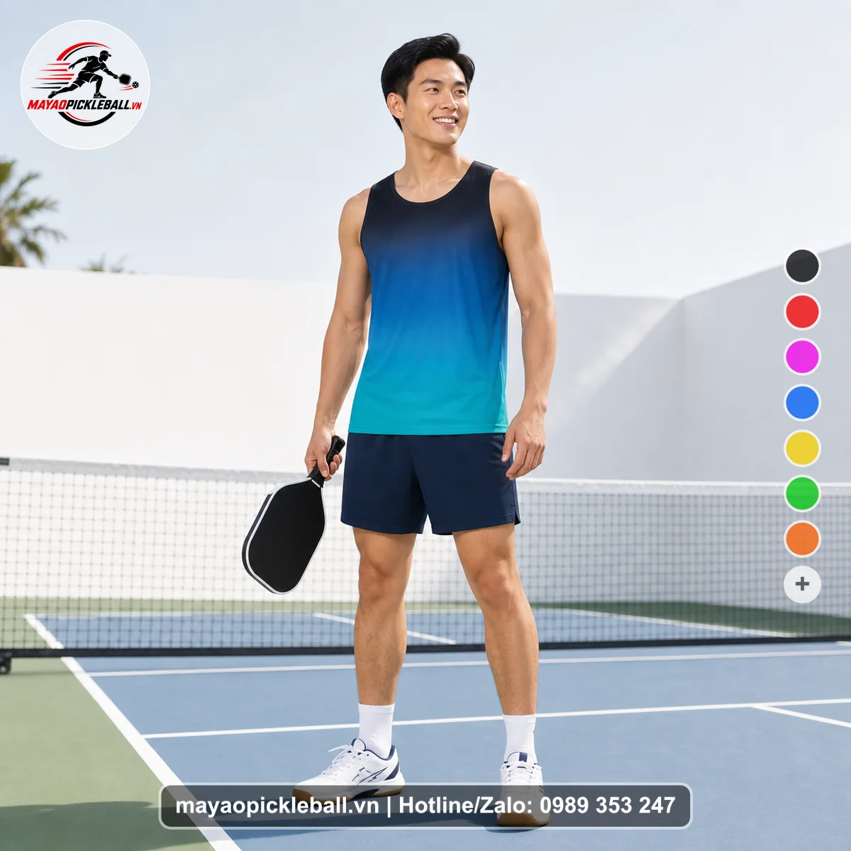 Bộ quần áo pickleball X24-PB-576 nổi bật áo có tay có cổ