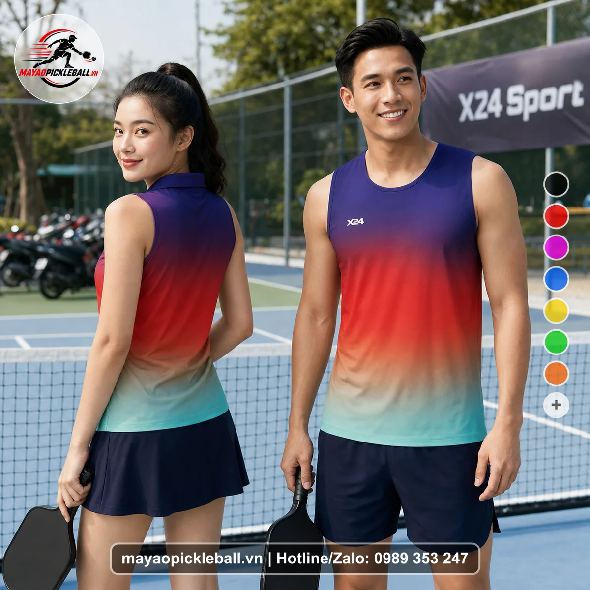 Bộ quần áo pickleball X24-PB-578 nổi bật biến thể không ống tay